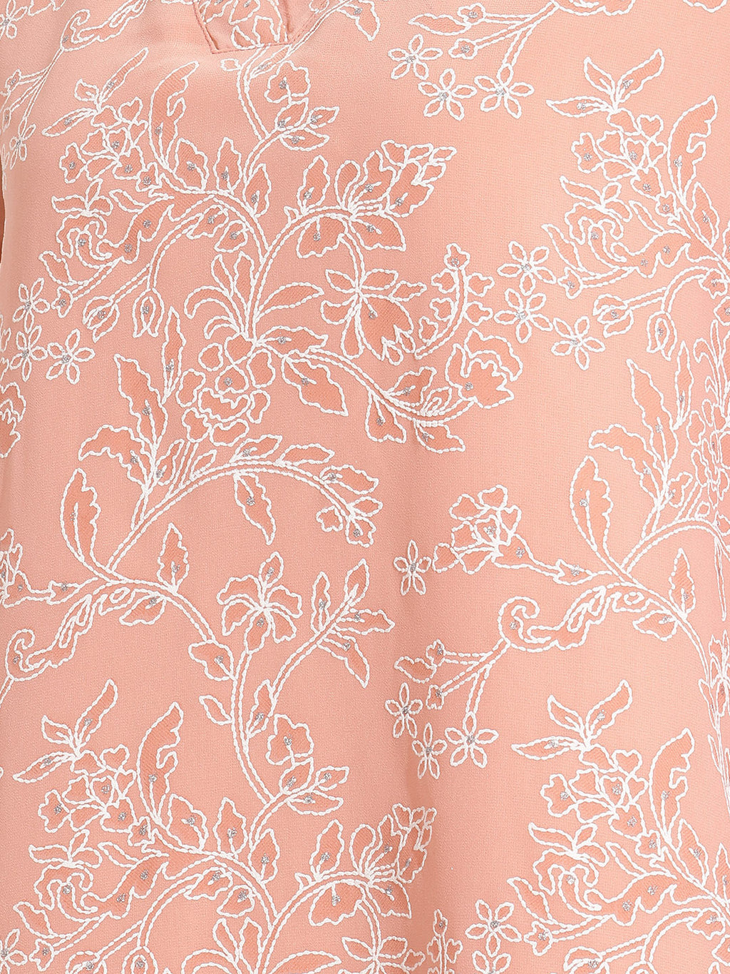 Janasya Peach A-Line Georgette Tunic | Grocsy