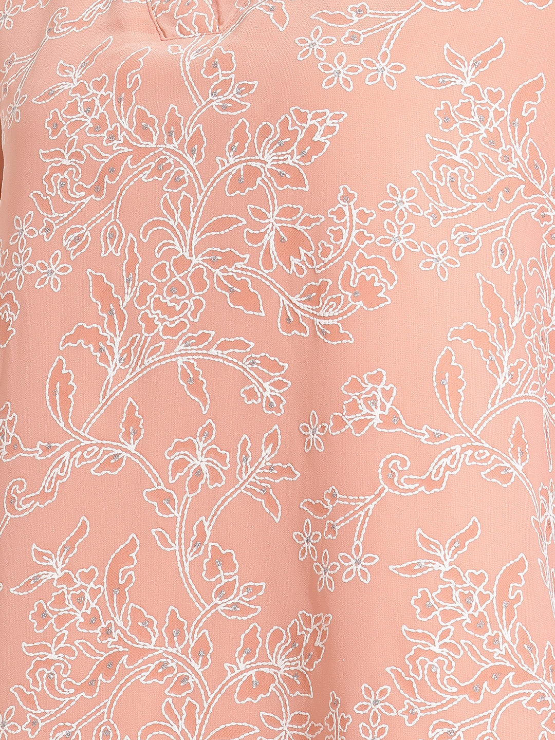 Janasya Peach A-Line Georgette Tunic | Grocsy