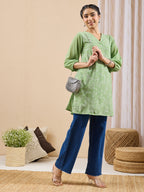 Janasya Mint A-Line Georgette Tunic | Grocsy