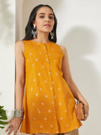 Janasya Mustard A-Line Cotton Tunic | Grocsy