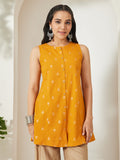 Janasya Mustard A-Line Cotton Tunic | Grocsy
