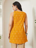 Janasya Mustard A-Line Cotton Tunic | Grocsy