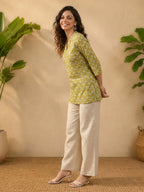 Janasya Olive Straight Cotton Tunic | Grocsy