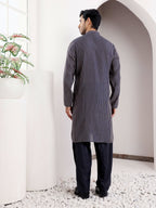 Blue Modal Silk Designer Printed Men's Kurta - Mahotsav | Grocsy