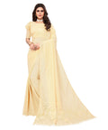 Vamika Net Brasso Cream Light Weight Trendy Look Bollywood Style Saree | Grocsy