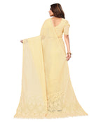 Vamika Net Brasso Cream Light Weight Trendy Look Bollywood Style Saree | Grocsy
