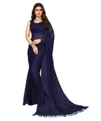 Vamika Net Brasso Navy Light Weight Trendy Look Bollywood Style Saree | Grocsy