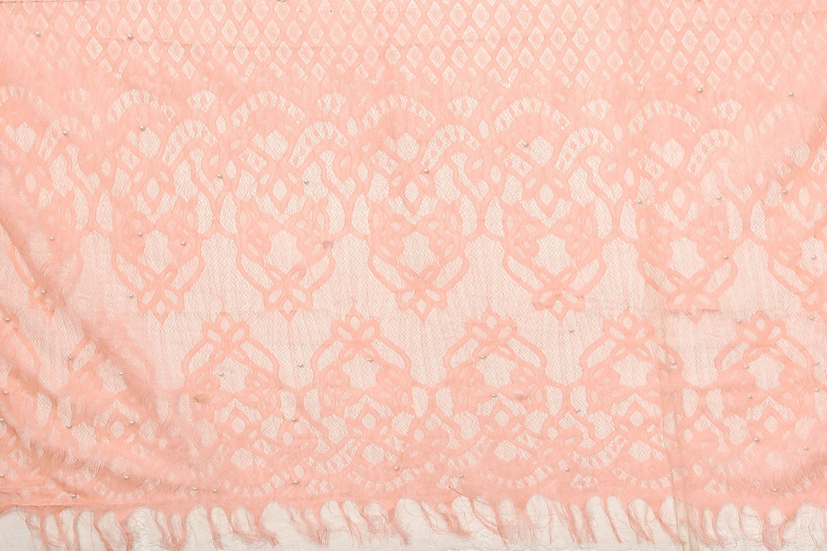 Vamika Net Brasso Peach Light Weight Trendy Look Bollywood Style Saree | Grocsy