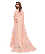 Vamika Net Brasso Peach Light Weight Trendy Look Bollywood Style Saree | Grocsy