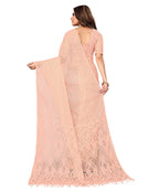 Vamika Net Brasso Peach Light Weight Trendy Look Bollywood Style Saree | Grocsy