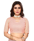 Vamika Net Brasso Peach Light Weight Trendy Look Bollywood Style Saree | Grocsy