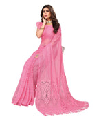 Vamika Net Brasso Pink Light Weight Trendy Look Bollywood Style Saree | Grocsy