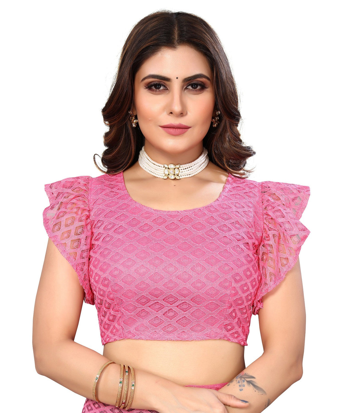 Vamika Net Brasso Pink Light Weight Trendy Look Bollywood Style Saree | Grocsy