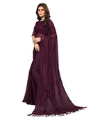 Vamika Net Brasso Purple Light Weight Trendy Look Bollywood Style Saree | Grocsy