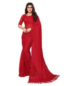 Vamika Net Brasso Red Light Weight Trendy Look Bollywood Style Saree | Grocsy