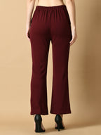 Myshka Women's Magenta Flared Party Trouser | Grocsy