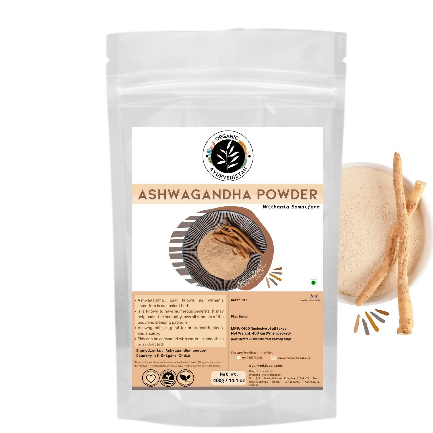 Organic AyurveGrocsyn Ashwagandha Powder | Grocsy