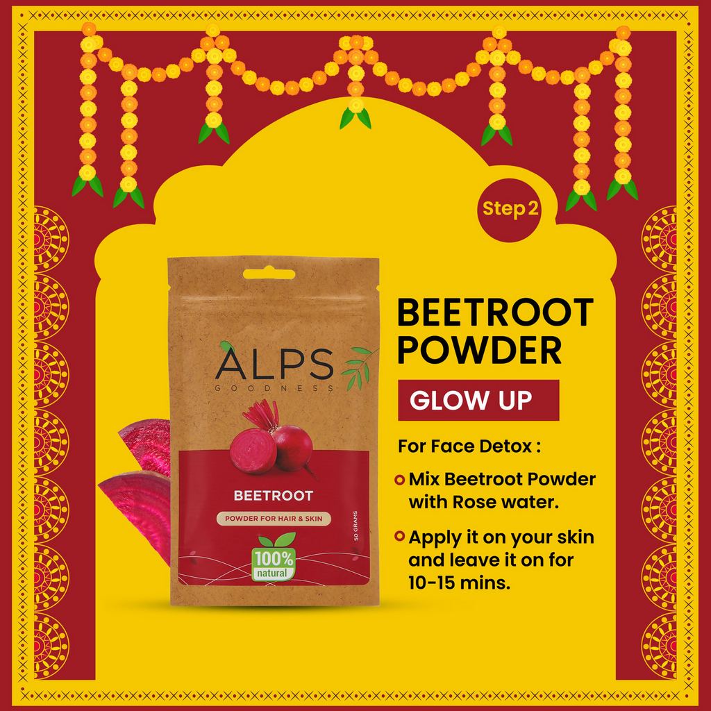 Alps Goodness Bridal Glow Kit (Beetroot Powder, Rose Water, Rosemary Water, Gold Facial Kit & Shea Butter) | Grocsy