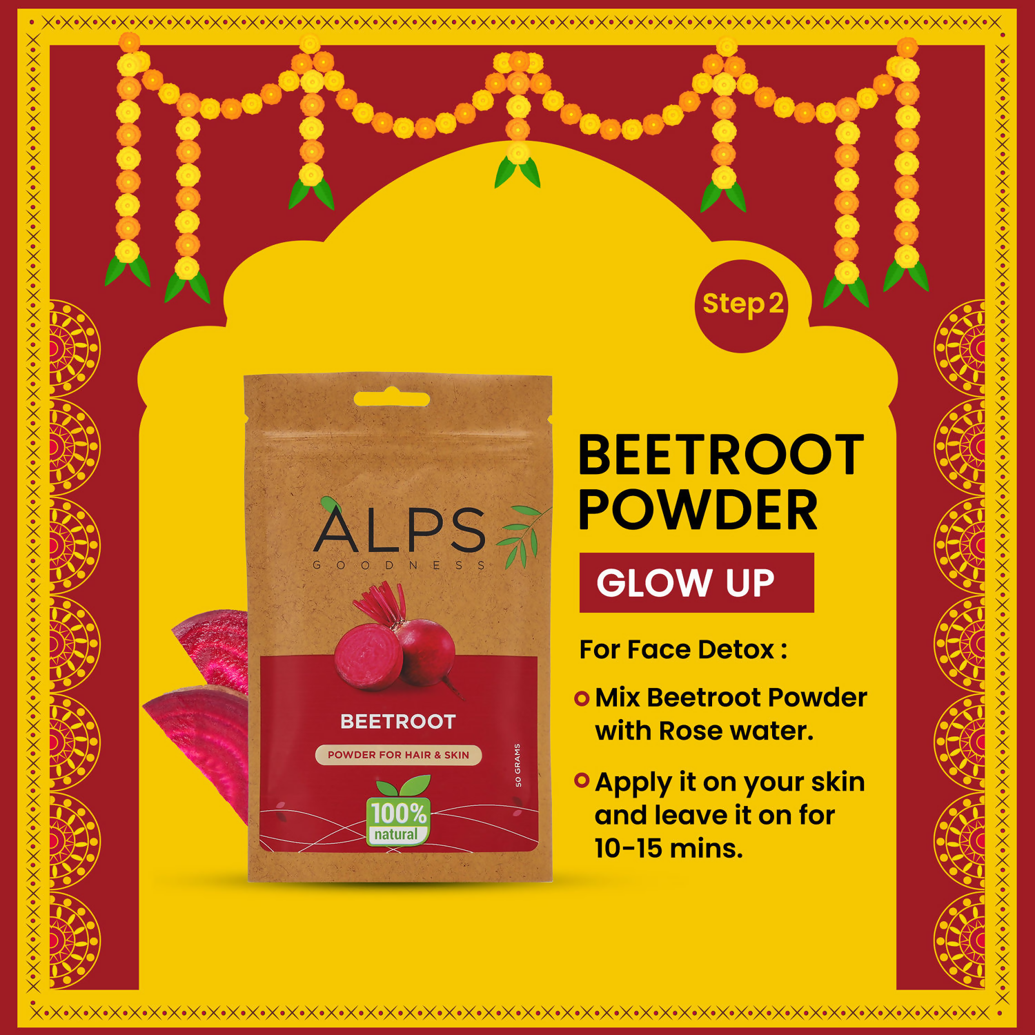 Alps Goodness Bridal Glow Kit (Beetroot Powder, Rose Water, Rosemary Water, Gold Facial Kit & Shea Butter) | Grocsy