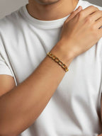 NVR Men's Gold Plated Cuff Bracelet | Grocsy