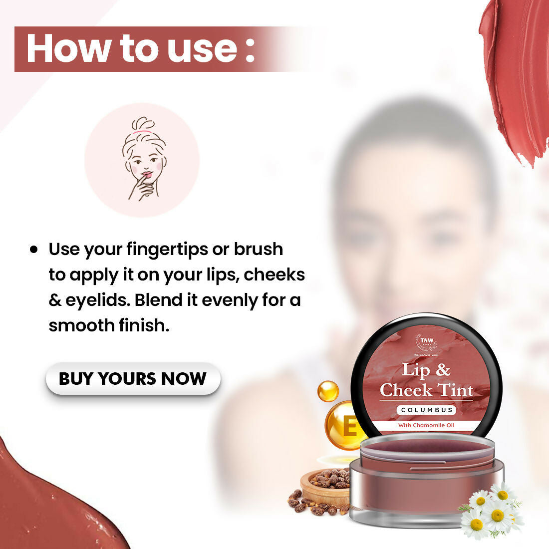 The Natural Wash Columbus Lip & Cheek Tint with Chamomile Oil | Grocsy