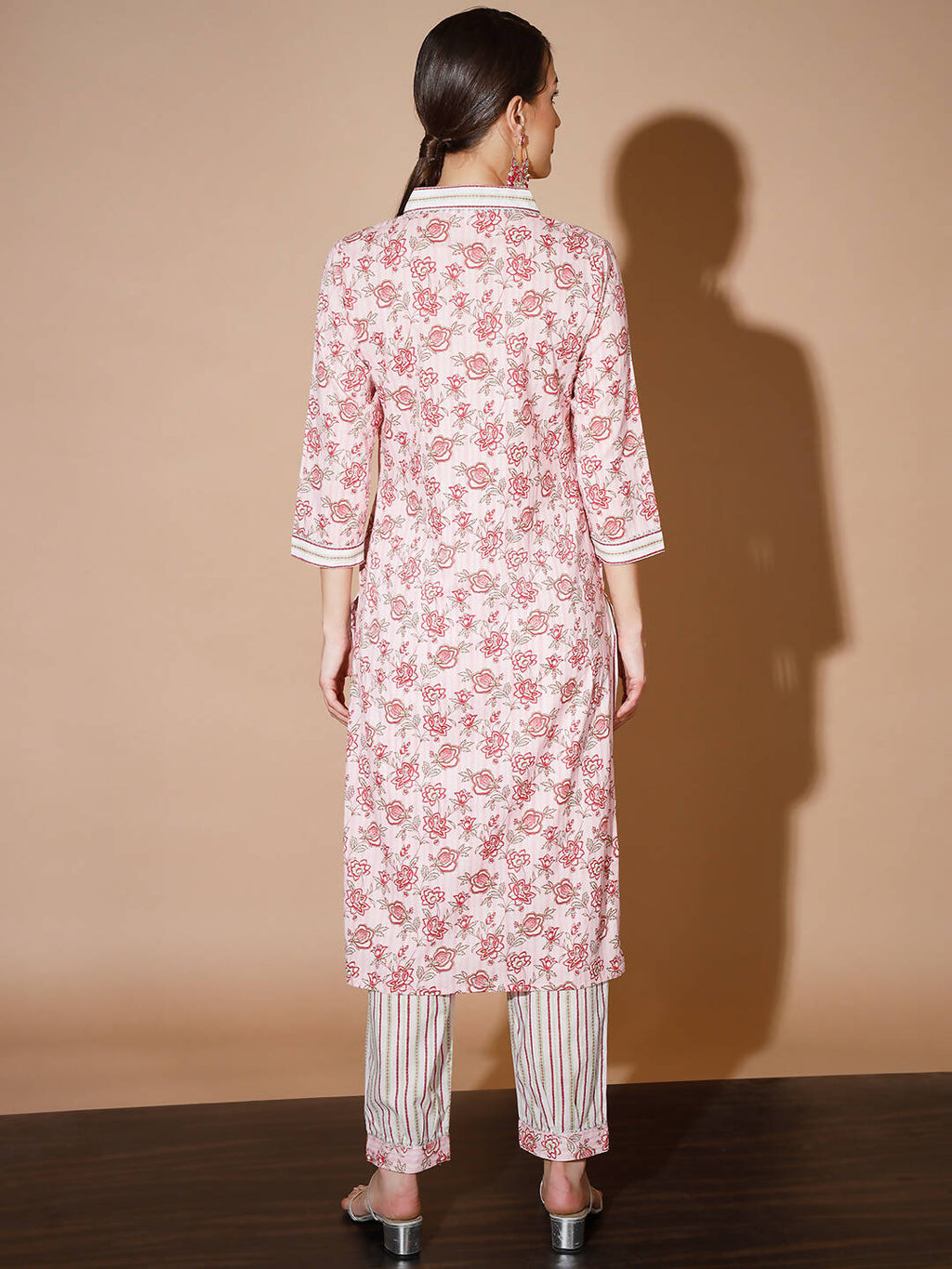 Myshka Women Pink Floral Kurta & Trousers | Grocsy