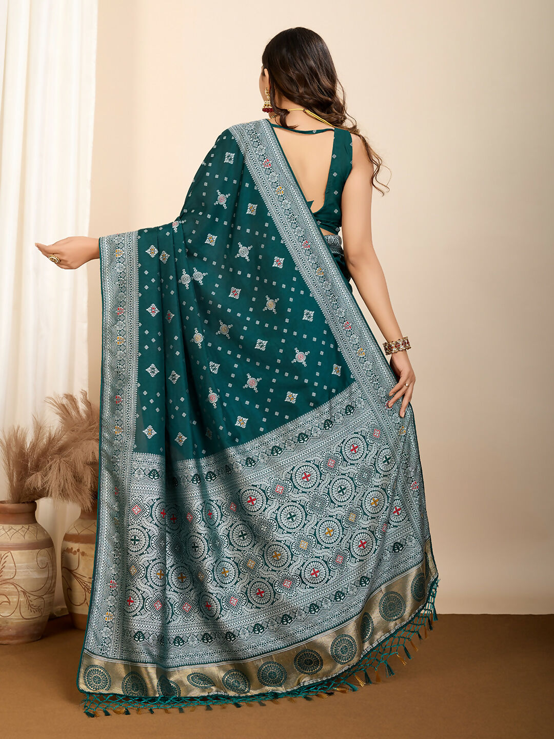 Rama Soft Silk Woven Meenakari Designer Saree - Vedanti | Grocsy