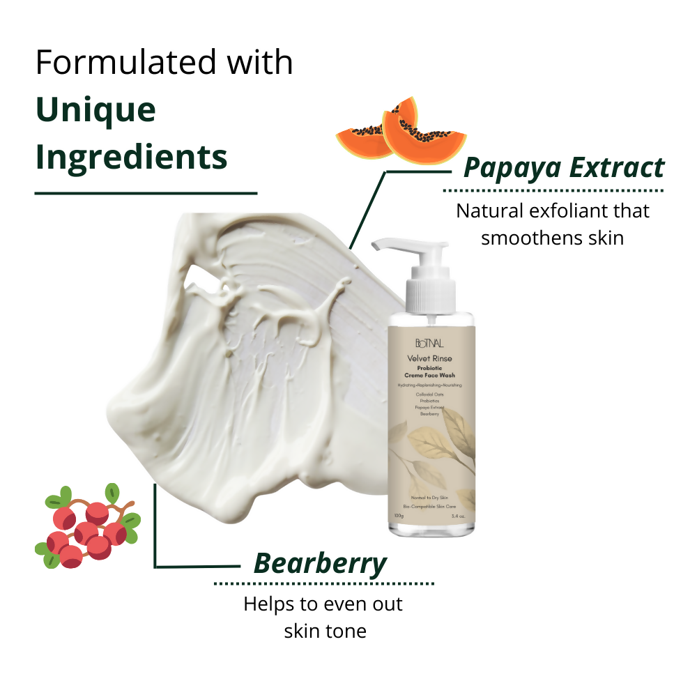 Botnal Velvet Rinse Probiotic Creme Face Wash with Colloidal Oats for Hydration | Grocsy