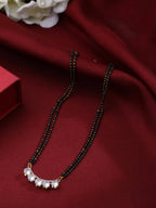 NVR Women Ethnic Gold-Polished Beaded Mangalsutra With Ad Stone | Grocsy