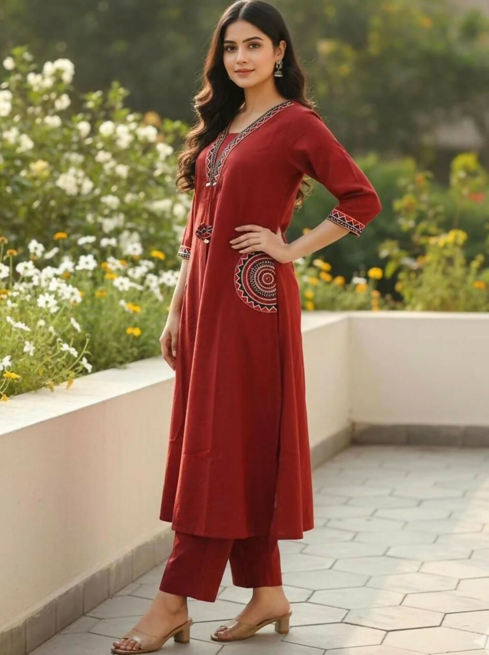 Miravan Womens Brown Straight Kurta Set | Grocsy