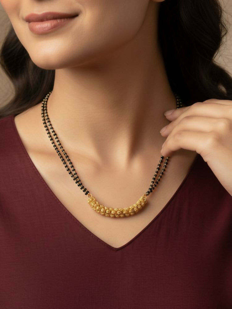 NVR Women Gold Plated Black Beaded Mangalsutra | Grocsy