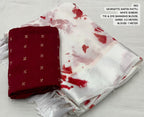 Red Poly Georgette Tie And Dye Saree with Unstitched Blouse - A2M | Grocsy