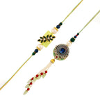 trueBrowns X Voylla Peacock Feathers And Beads Bhaiya Bhabhi Lumba Rakhi | Grocsy