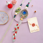trueBrowns X Voylla Peacock Feathers And Beads Bhaiya Bhabhi Lumba Rakhi | Grocsy