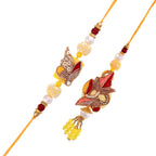 trueBrowns X Voylla Faux Pearls And Kundan Gems Bhaiya Bhabhi Lumba Rakhi | Grocsy