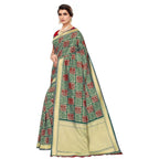 Vamika Banarasi Jaquard Rama Green Weaving Saree (Banarasi 23) | Grocsy