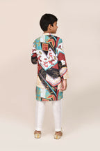 Joban Fashion Cotton Silk Multicolor Kurta With Straight Fit Pant | Grocsy