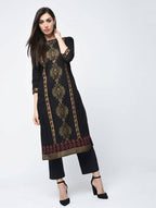 Aniyah Cotton Block Printed Latest Black Straight Kurta (AN-122K) | Grocsy