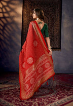 Joban Fashion Green Dola Silk Foil Print Zari Border Work Saree | Grocsy