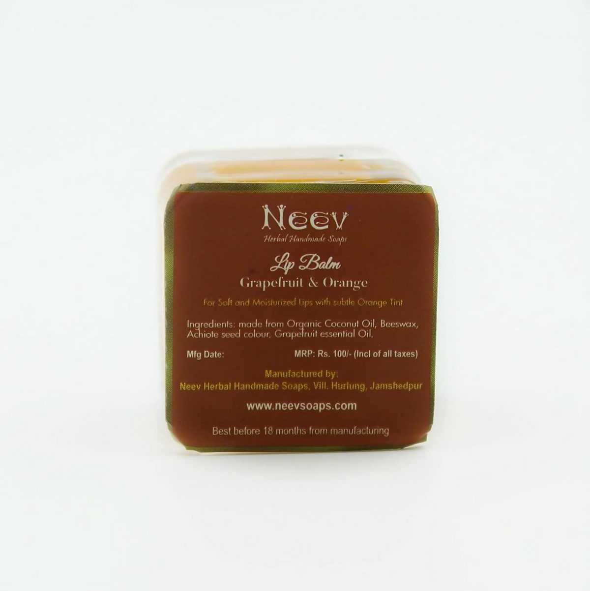 Neev Herbal Handmade Soaps Lip Balm Grapefruit and Orange | Grocsy