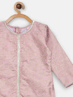 Ahalyaa Pink Poly Silk Straight Kids Kurta Palazzo Set For Girls | Grocsy