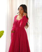 Joban Fashion Rani Pink Kurta Set Georgette Sequence Embroidery Work | Grocsy