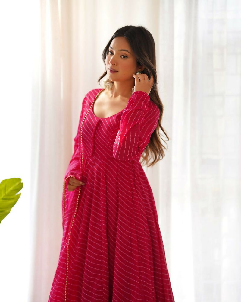 Joban Fashion Rani Pink Kurta Set Georgette Sequence Embroidery Work | Grocsy