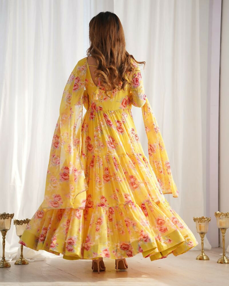 Joban Fashion Yellow Kurta Set Georgette Sequence Embroidery Work | Grocsy
