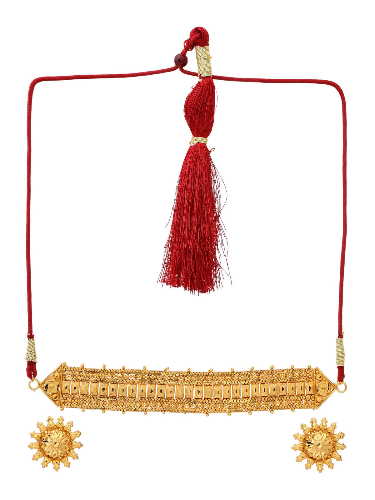 Ruby Raang Golden Choker with Round Studs | Grocsy