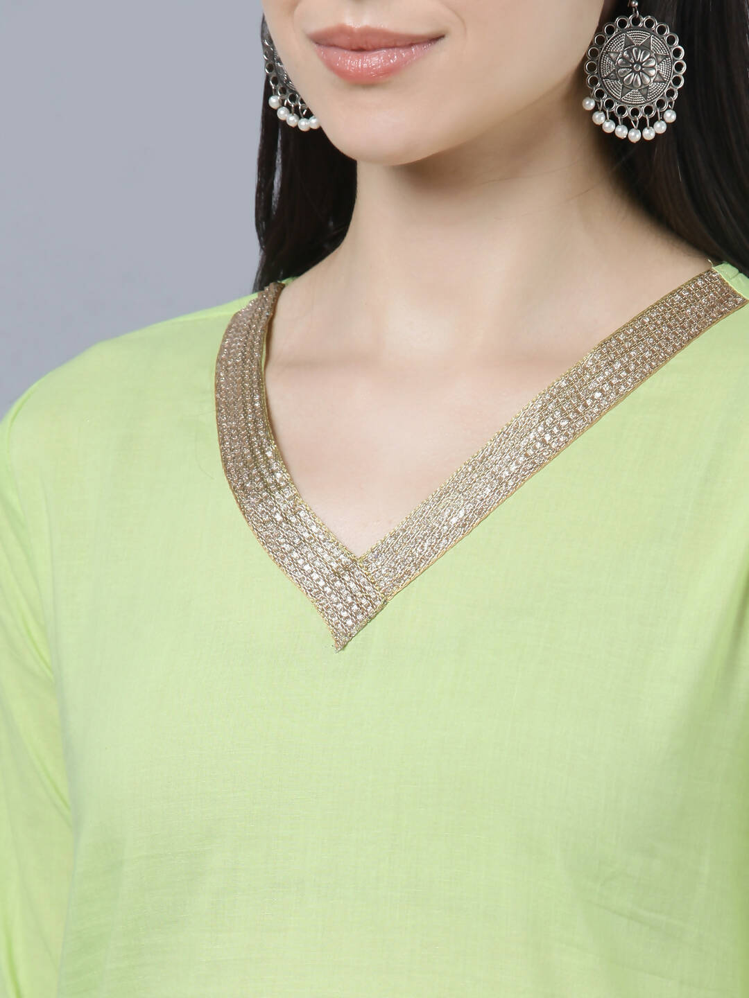Myshka Women Green Regular Pure Cotton Kurta with Trousers With Dupatta Set | Grocsy