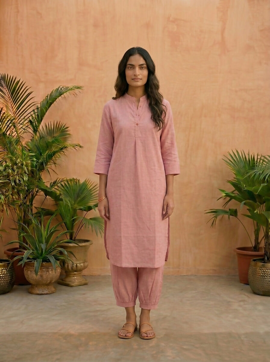 Gharana India Aira Peach Cotton Co-ord Set | Grocsy