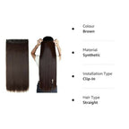 Bronson Professional 24 Clip-In Hair Extensions Dark Brown Straight Hair - Volume - 4 | Grocsy
