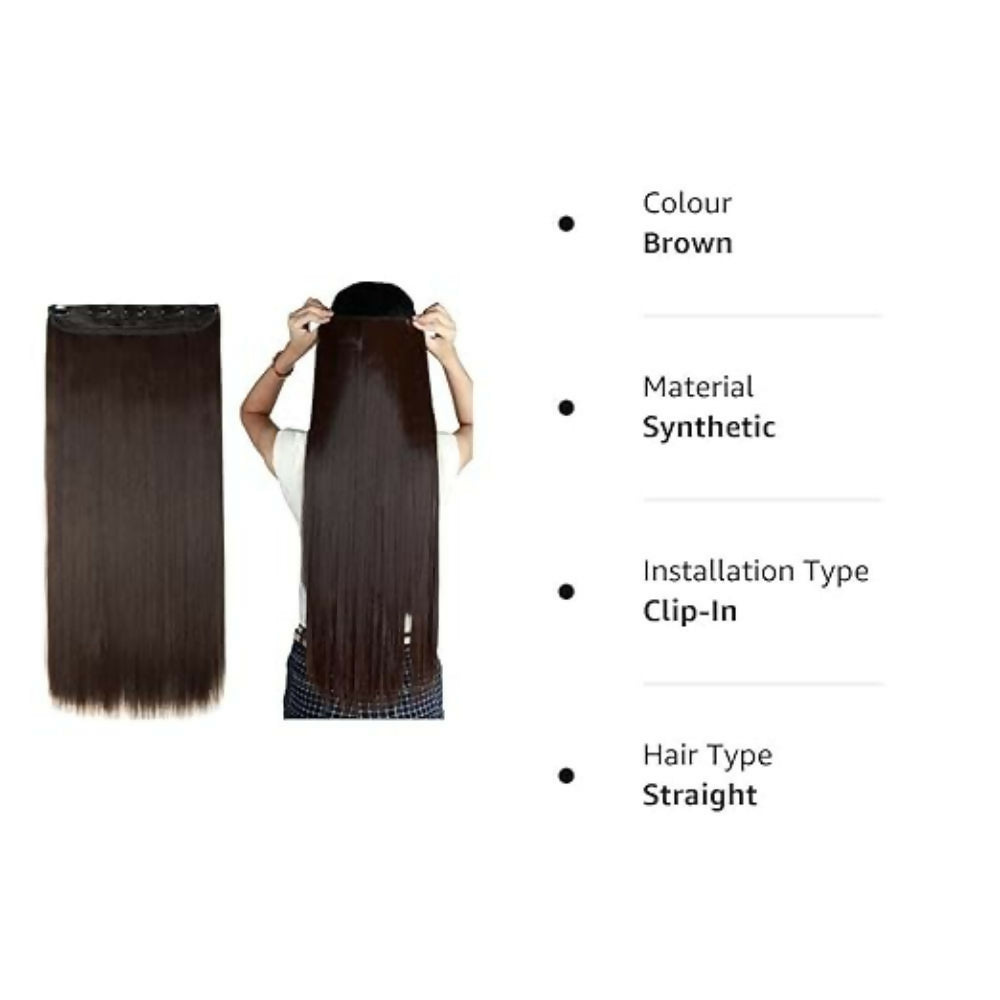 Bronson Professional 24 Clip-In Hair Extensions Dark Brown Straight Hair - Volume - 4 | Grocsy