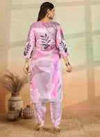 Prazu Fashion Baby Pink Printed Cotton Reyon Kurta Pant Set | Grocsy